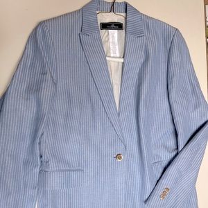 Malene Birger Blue & White Klarith Sleepy Stripes Silk Blend Blazer Size EU 40